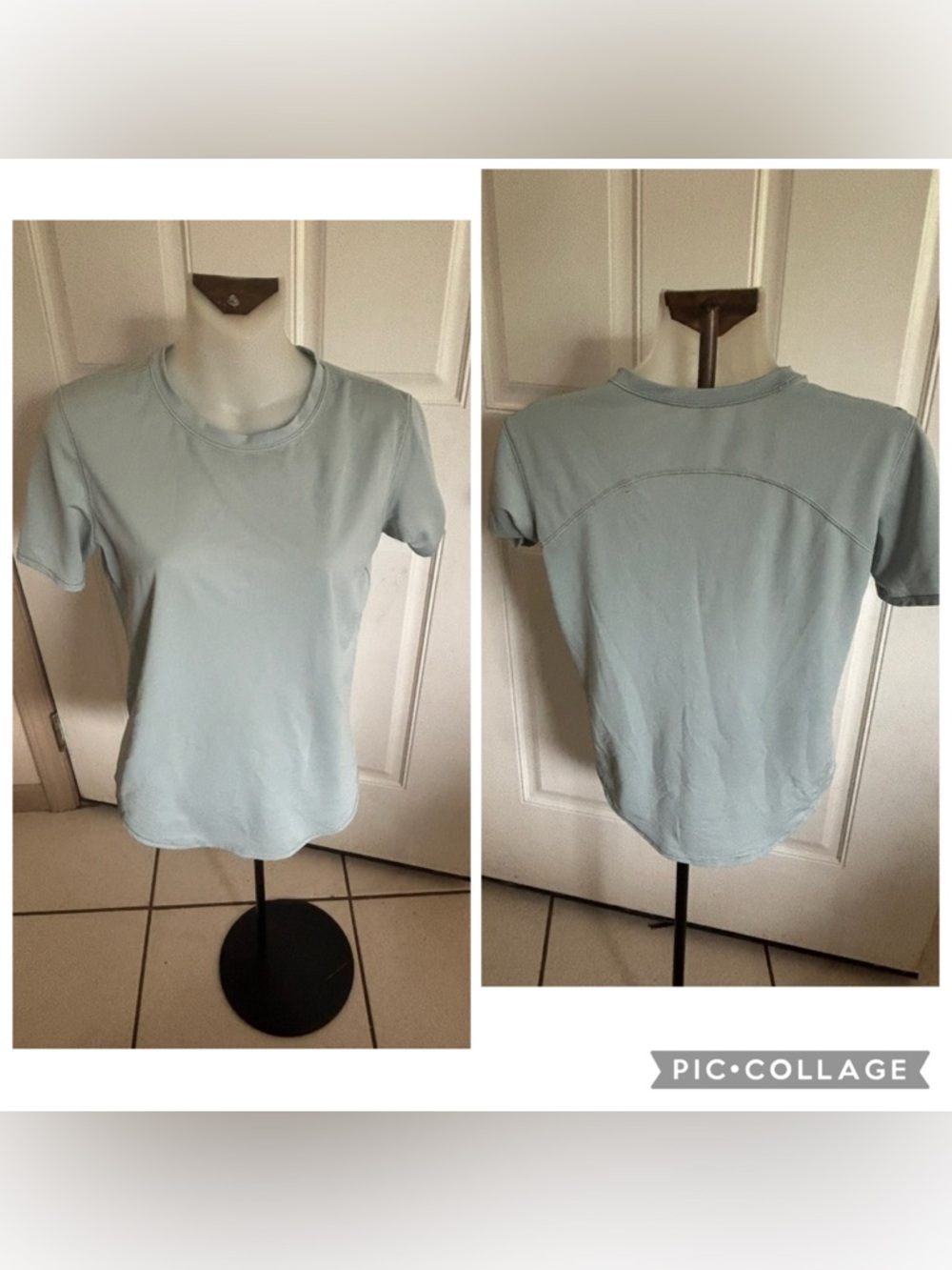 Size 6 Lululemon Silver Blue High Neck Running & Training short sleeve Tee. VGUC